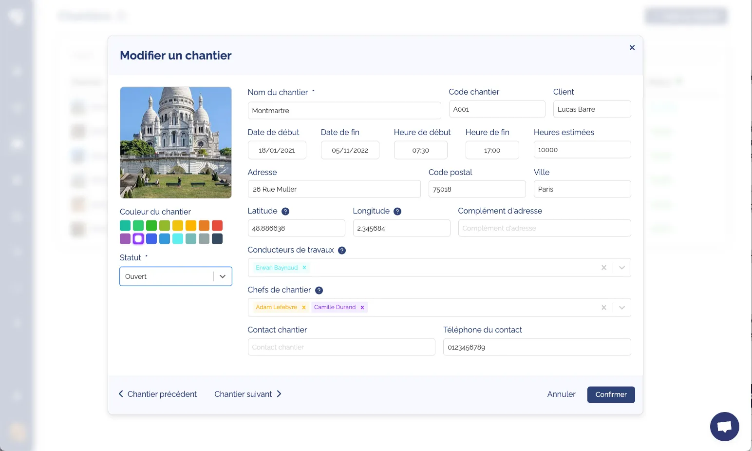 Interface de suivi de chantier Alobees, visuel officiel