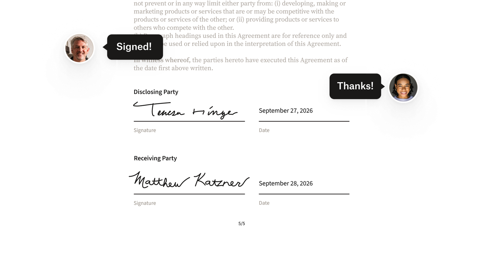 Écran de signature Dropbox Sign présenté sur son site officiel