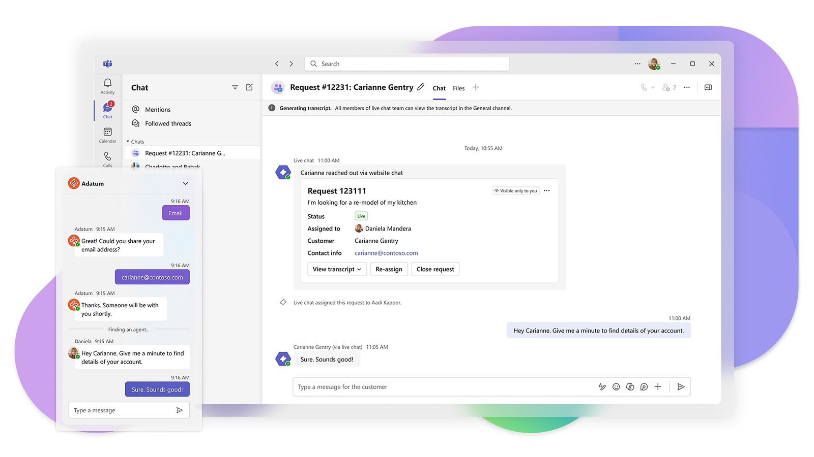 Conversation dans Microsoft Teams présentée sur le site Microsoft