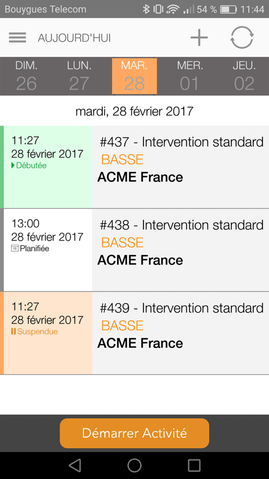 Écran de l’application mobile Android Synchroteam, visuel officiel